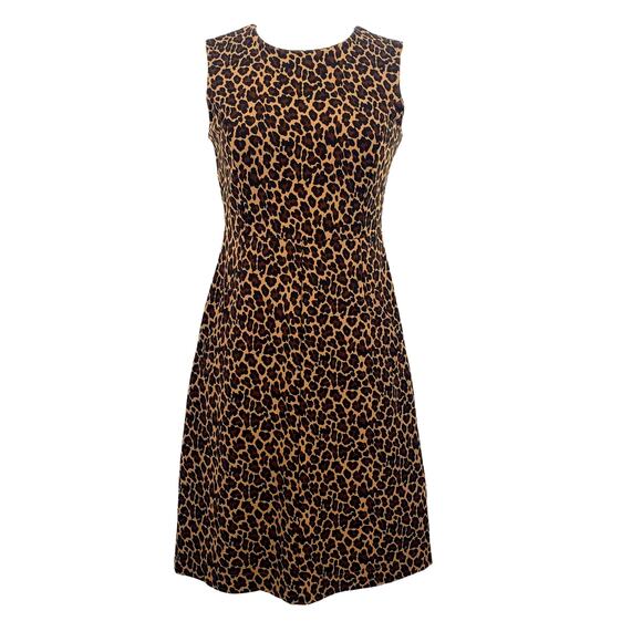 Lands End Leopard Print Stretch Ponte Knit Dress - Picture 1 of 6